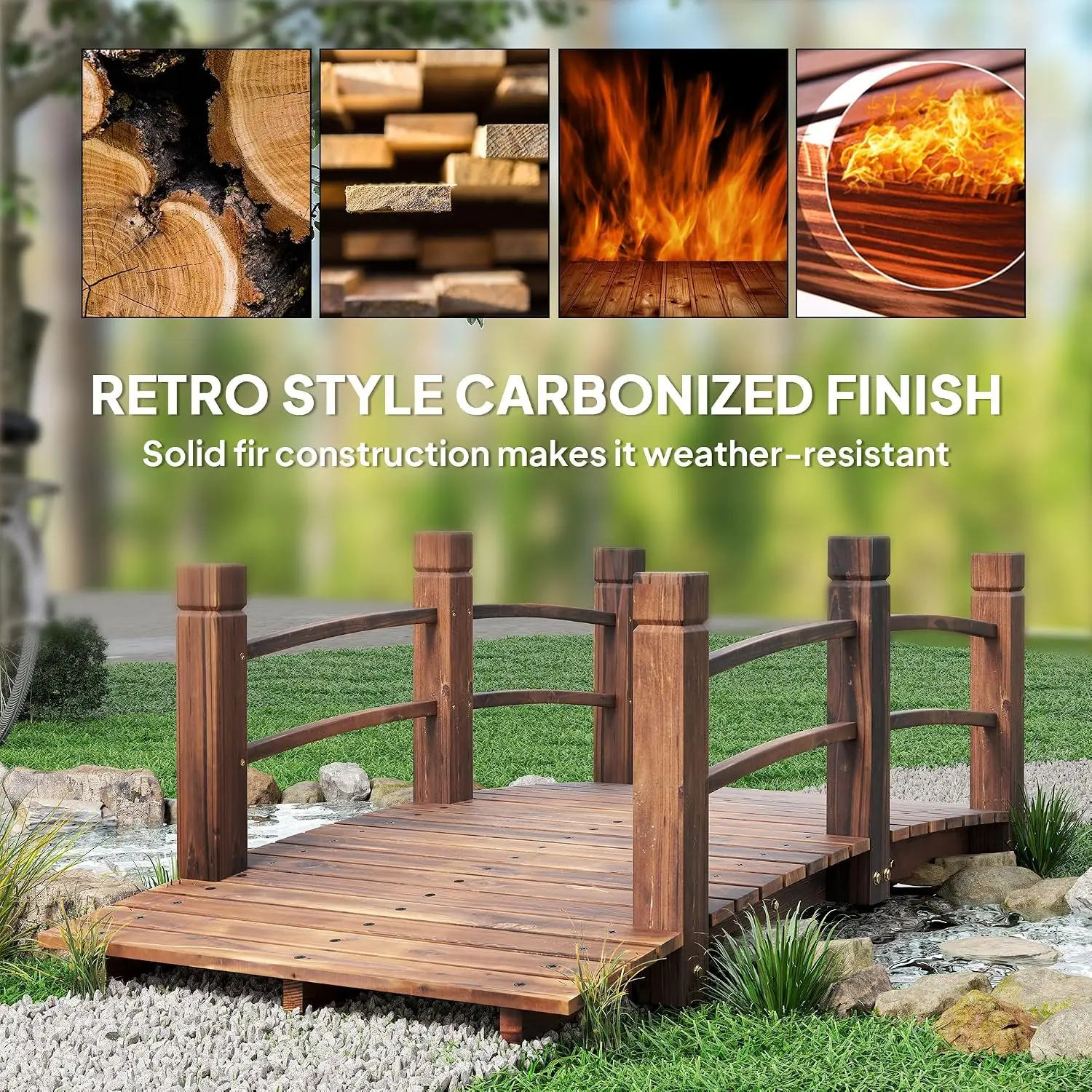 Fir Wood Garden Bridge Arc Walkway 60