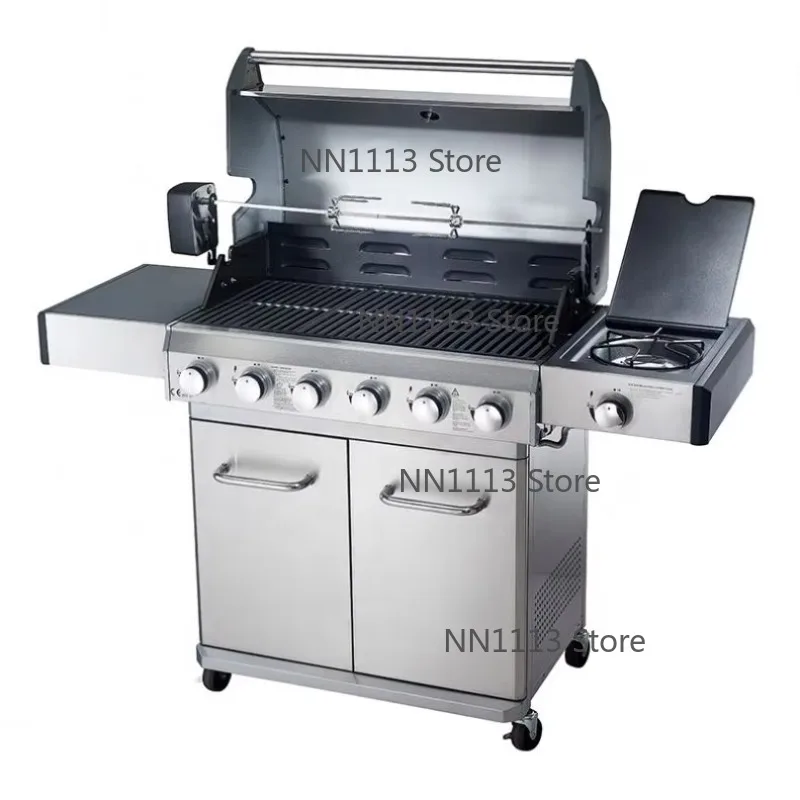 

Commercial Stainless Steel 6 Burners Grill Removable BBQ Grills With Table