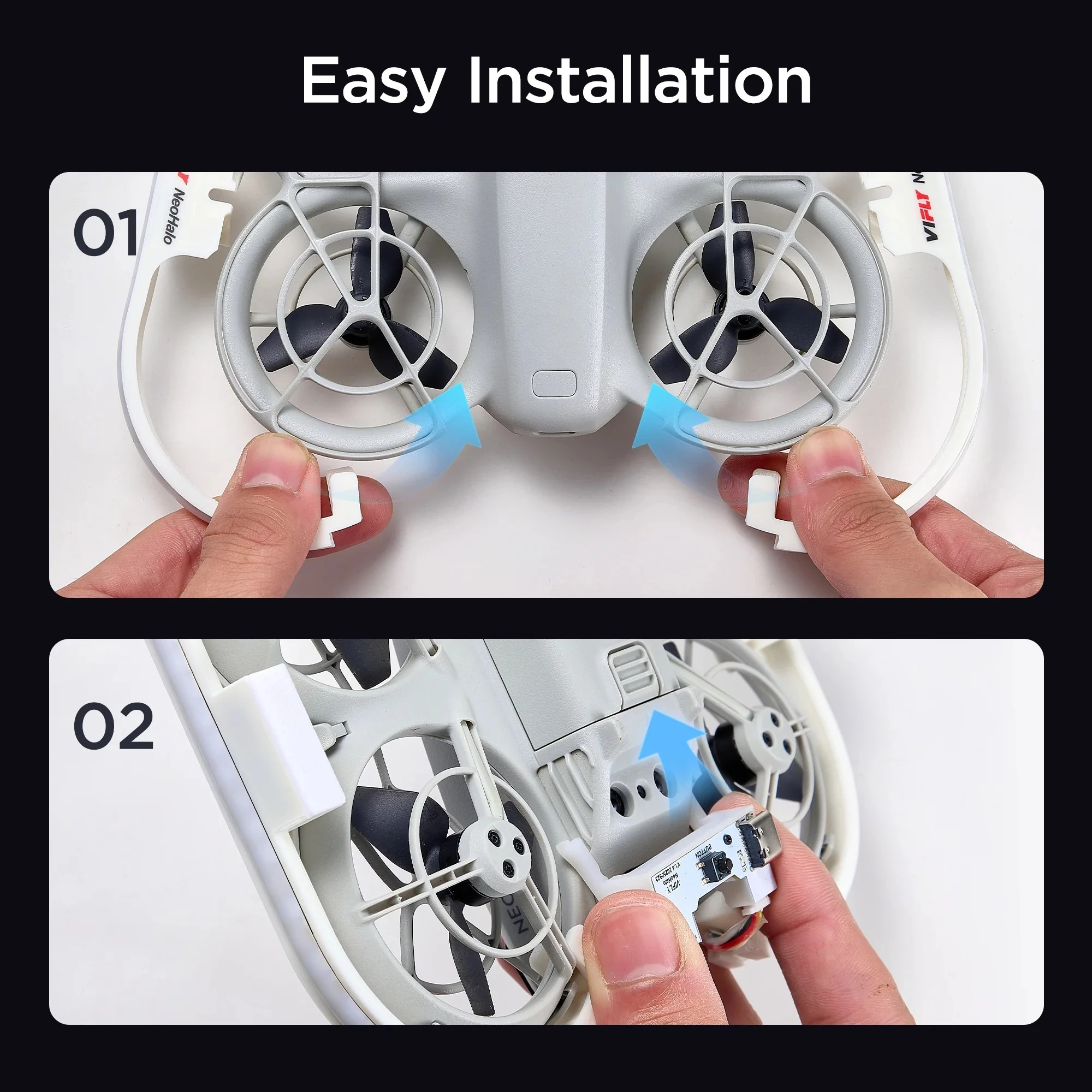 Faixa de luz LED VIFLY NeoHalo para modos dinâmicos multicoloridos DJI Neo traz shows de voo noturno épico