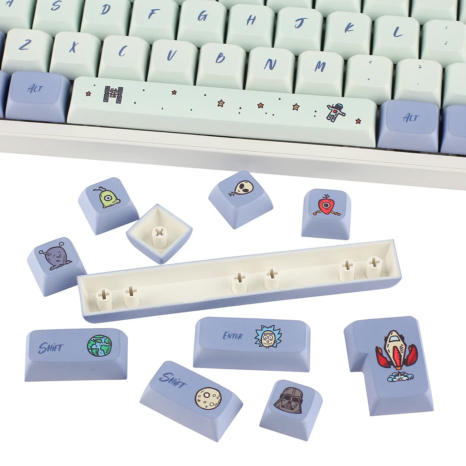 104 + 24 teclas de sublimação de cinco lados PBT XDA Rick e Morty Rick e Morty