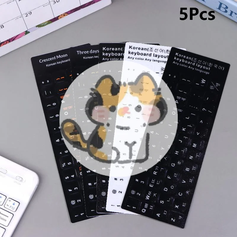 

New 5Pcs Korean Keyboard Stickers Waterproof PVC Keyboard Decals For Laptop Desktop PC Decoration Universal Stickers