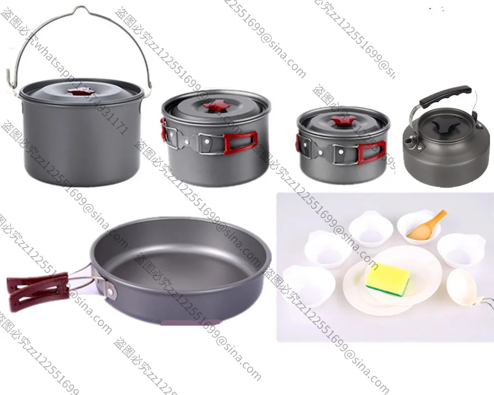 Suitable for Hard Aluminum Oxide Outdoor Camping 7-8 Person Set Pot Portable Picnic Pot with 1.1L