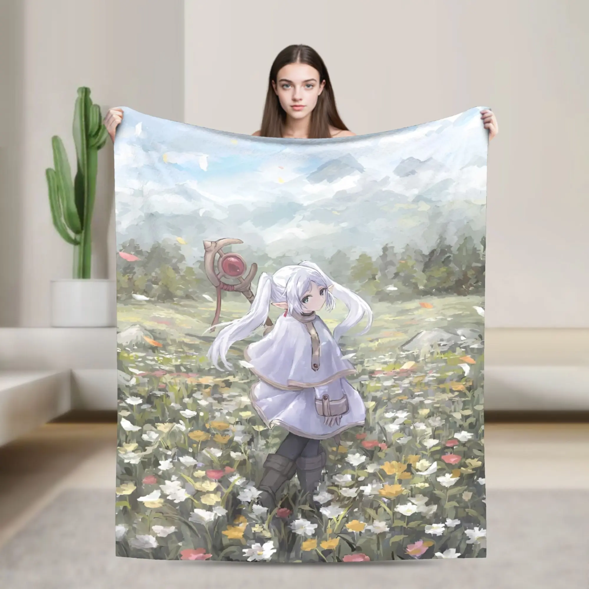 Sousou No Frieren Blanket Quality Warm Comfy Popular Anime Bedding Throws Winter Camping Couch Bed Fashion Bedspread