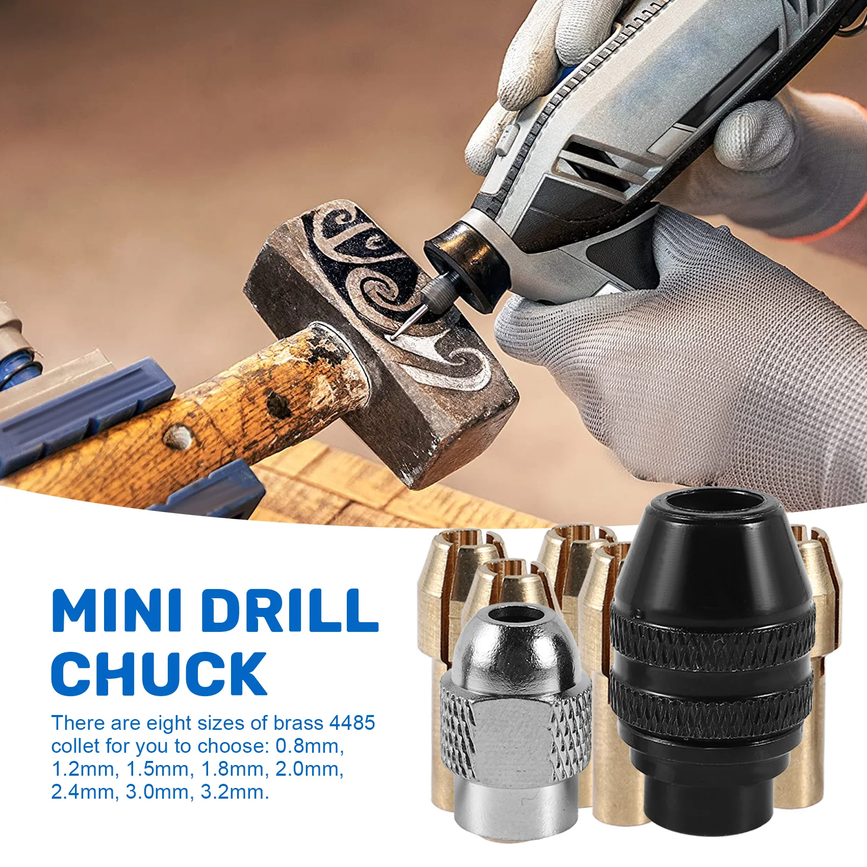 Drill Chuck Collet Set for Dremel,1/32inch to 1/8inch Replacement 4486 Keyless Bit with Replacement Rotary Drill Nut Set Vogue
