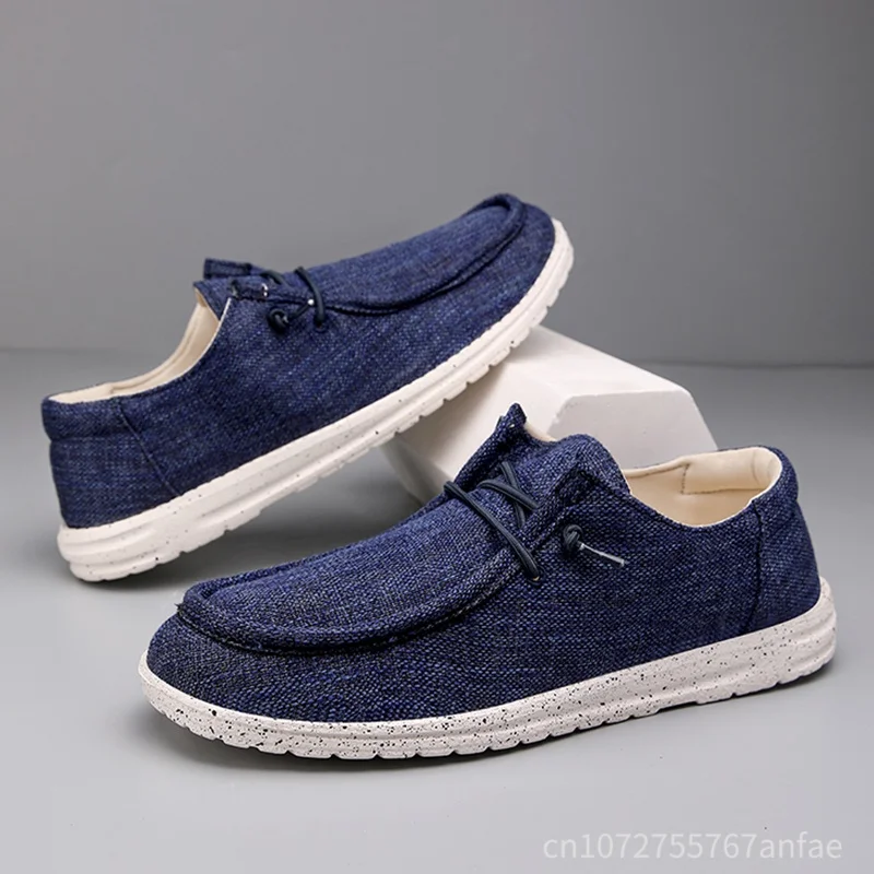 Men's Shoes Summer Canvas Loafers Comfortable Breathable Men's Driving Shoes Vulcanized Shoes Flat Shoes Men Walking Shoes