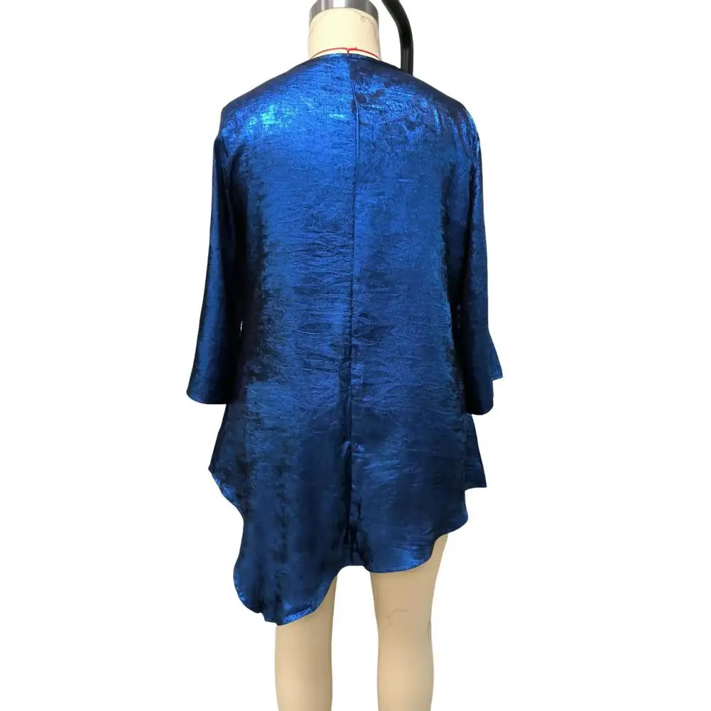 

Женские блузки с рукавом 3/4, блестящие, для вечеринок, с круглым вырезом, нарядные топы, вечерние футболки для женщин, 2026, Ropa Mujer, свободный крой