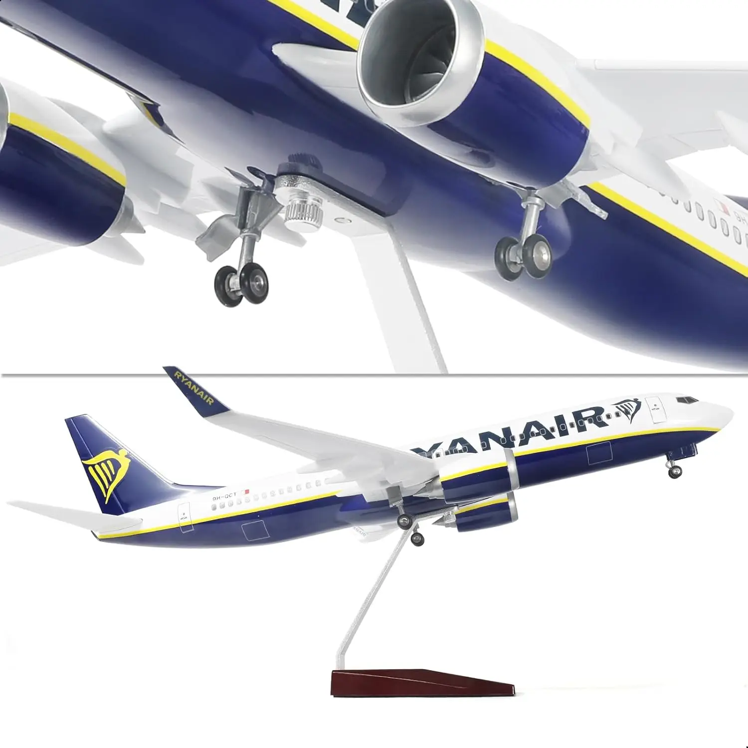 1:85 스케일 47cm 장난감 소년 어린이 737 항공기 모델 Ryanair Ireland B737-800 항공기 모델 Led가있는 다이 캐스팅 수지 항공기
