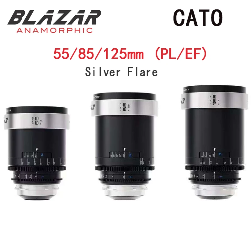 Blazar Lens Cato 2X Full Frame Anamorphic 55/85/125mm 3-lens Set For PL/EF Silver Flare