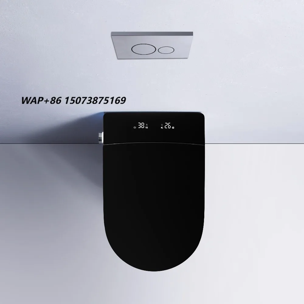 Modern Attachment Hot Bathroom Voice Control square Watermark Full Automatic Wall Hung Black Seat Wc Ingtelligent Smart Toilet