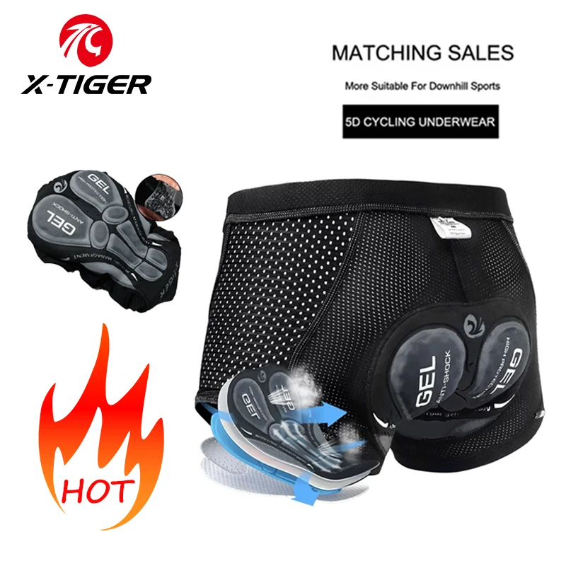 X-TIGER Heren Fietsondergoed met 5D Gel Gedempte MTB Boxer Fietsbroek Wegwielrennen Ondergoed Fietsuitrusting - afbeelding 1