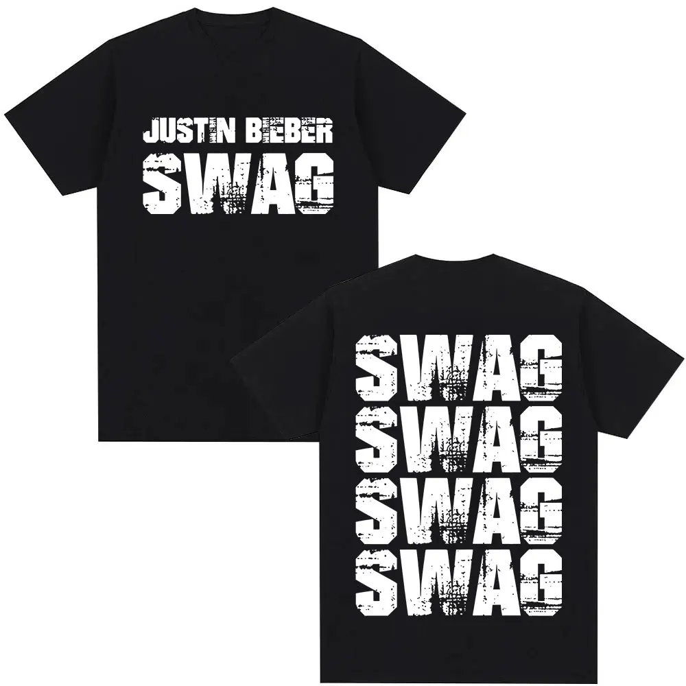 

Singer Justin Bieber SWAG Tour 2025 Letter Graphic T Shirt Men Women Hip Hop Oversized T-shirts Fashion Harajuku Cotton T Shirts