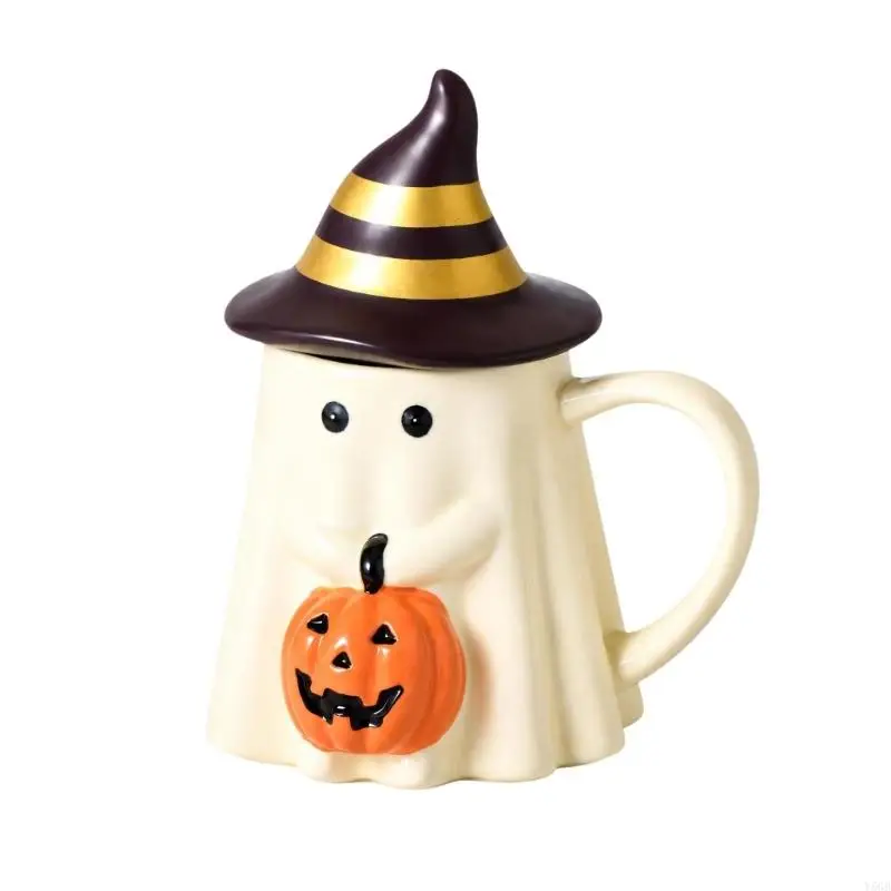 Ceramic Specter Character Cup with Gourd Figure Detail, Removable Pointed Hat Top, and Side Handle for Coffee or Tea Y5GB