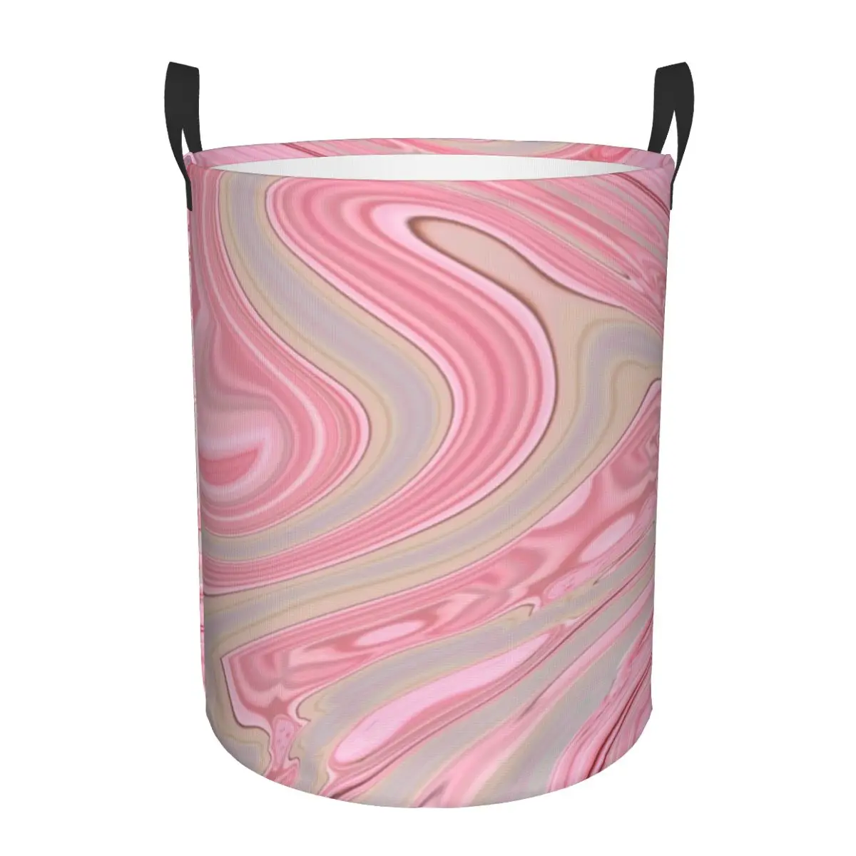 Custom Girly Elegant Pastel Colors Pink Marble Swirls Laundry Basket Collapsible Large Clothes Storage Bin Baby Hamper