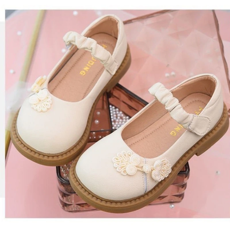 Girls Princess Shoes Kids Shallow Mouth Leather Shoes Spring Fall New Chinese Style Hanfu Shoes Children Shoes Casual Soft Sole