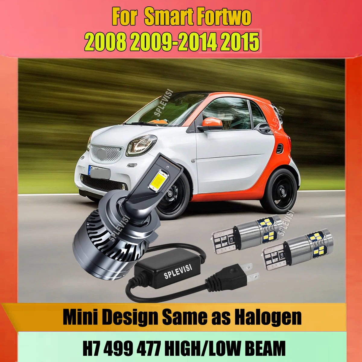 

4x H7 Super White Xenon Headlight Sided Bulbs 180w 501 499 477 12v For Smart Fortwo 2008 2009 2010 2011 2012 2013 2014 2015