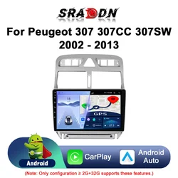 For Peugeot 307 307CC 307SW 2002 - 2013 Android Car Radio Automotive Multimedia Player GPS Navigation Carplay Screen Auto Stereo