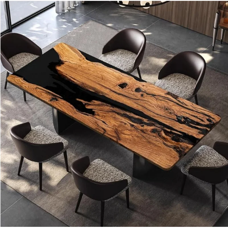 custom.Custom Epoxy Resin and Wood Dining Table Modern Living Room Furniture