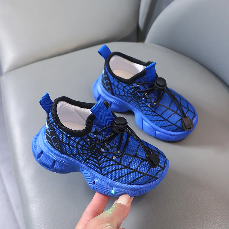 Disney Children's Led Light Shoes Fashion Aoger Spiderman Boys Sneakers Girls Cartton Casual Shoes Breathable Kids Sport Shoes