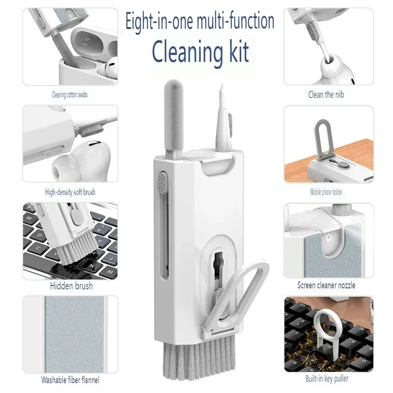 

8 in 1 Cleaning Kit Computer Keyboard Cleaner Brush Earphones Cleaning Pen For Headset IPad Phone Cleaning Tools Keycap Puller