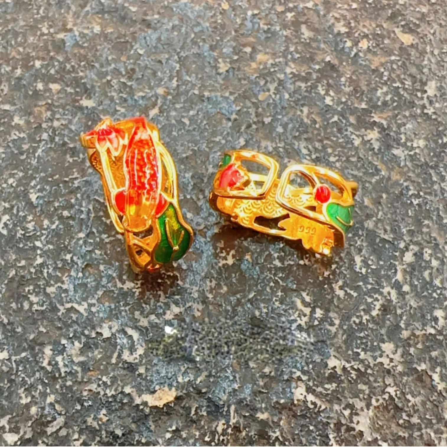 Chinese Traditional Enamel Open Ring Retro Gold Coating Ring for Women Classic Rings for Bridal Couple Wedding Bands Jewelry