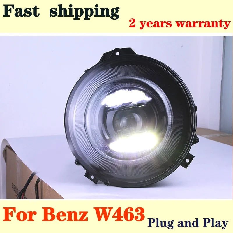 مصابيح الرأس لبنز W463 LED المصباح 2007-2017 المصابيح الأمامية G55 G63 G500 DRL بدوره إشارة عالية شعاع الملاك العين العارض عدسة