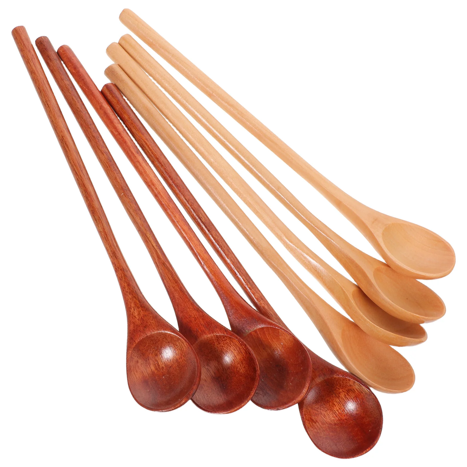 

8Pcs Natural Wood Spoons Set Long Handle for Cooking Baking Stirring Serving Non Scratch Cooking Spoon