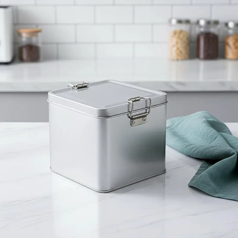 Metal Iron Rectangular Storage Box with Secure Lid Durable Container for Cake Packaging Baking Supply Storage