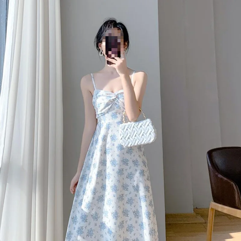 Conjunto de vestido con tirantes para mujer, novedad de verano 2025, dulce playa, vacaciones, tirantes florales