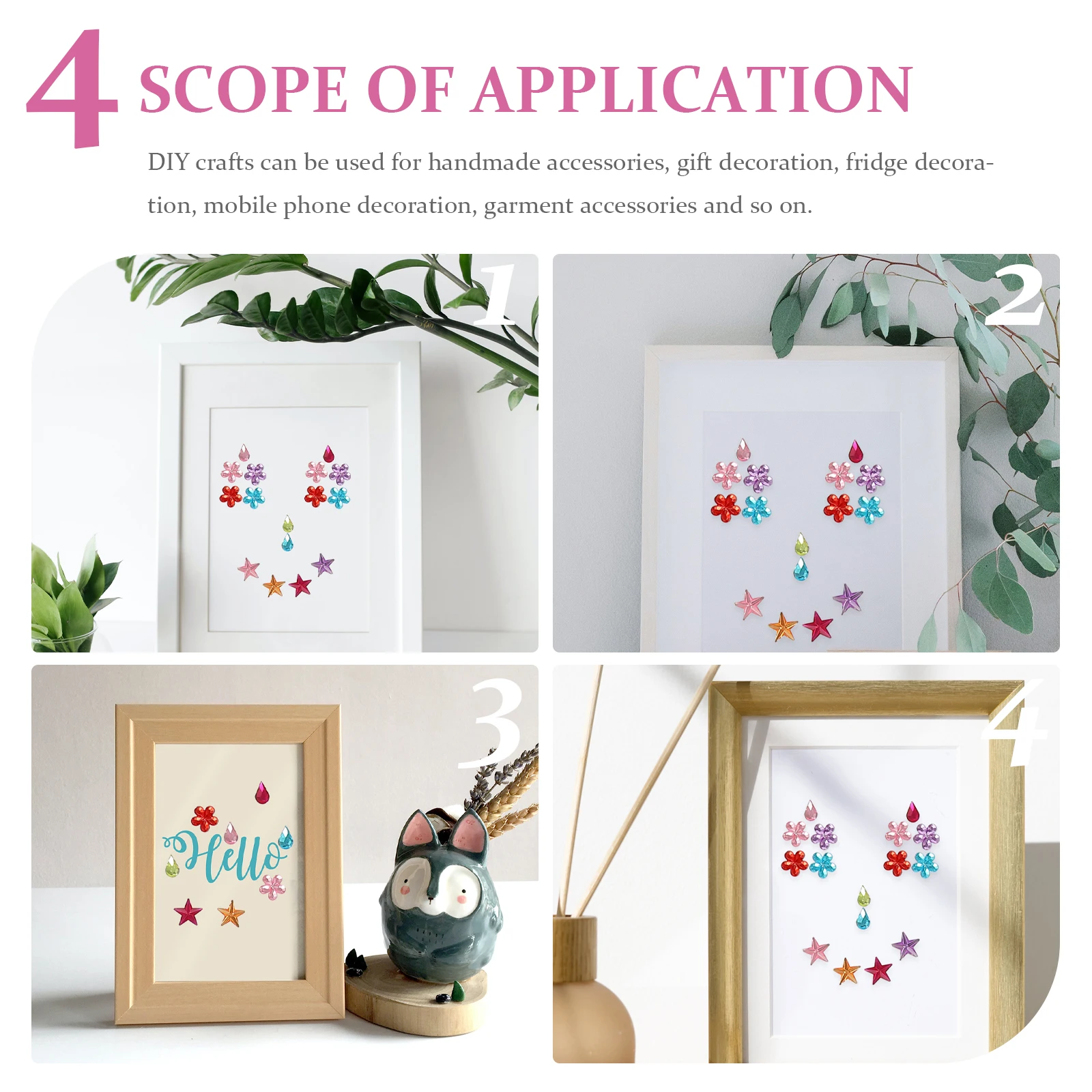 

8 Sheets Stickers Plastic Decorative Stickers Rhinestones Multi function Decorative Gems Phone Case DIY Storage Bottle