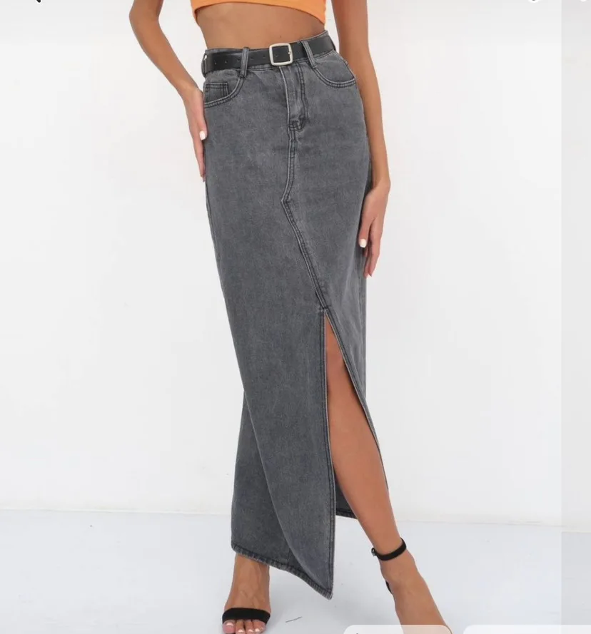 

SKMY 2025 Spring New Arrivals Women Clothing High Waisted Denim Skirts Sexy Party Fashion Streetwear Split Long Skirts