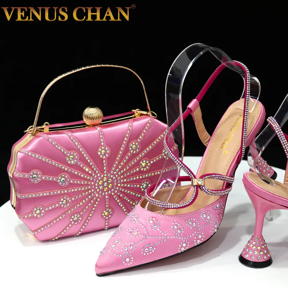 

Venus Chan High End Products Ladies High Heels And Bags In Same Color Shiny Material Nigeria Wedding Party