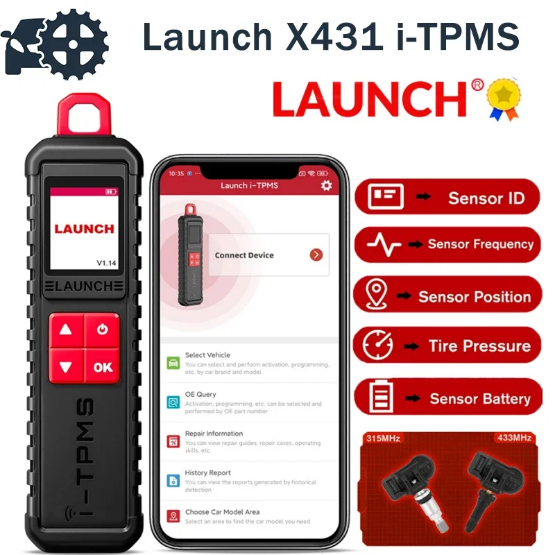 Launch i-TPMS Handheld TPMS Service Tool Can be Binded with X-431 Scanner and the i-TPMS APP Supports All 315/433MHz Sensors