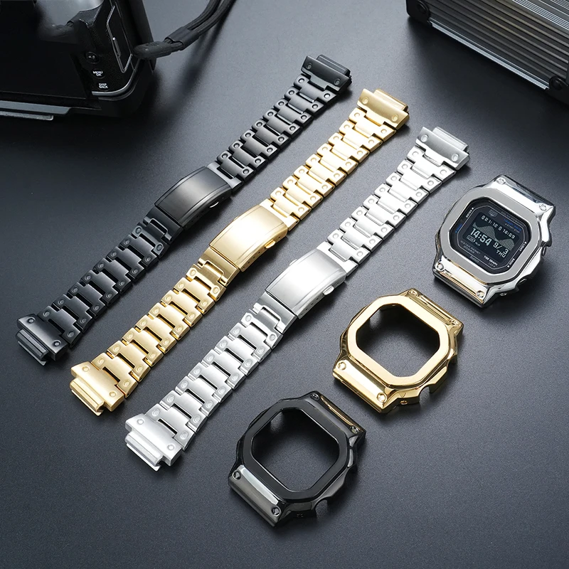 For Casio Intelligent Heart Rate Square 3586 GBX-H5600 Series Solid Stainless Steel 316L High Quality Case and Strap Accessories