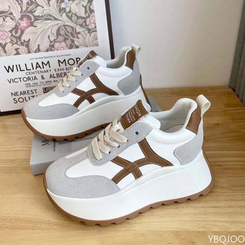 Zapatillas de deporte de tacón grueso para Mujer, nuevo zapato para correr versátil, Zapatos cómodos informales para Mujer, Zapatos deportivos con cordones a la moda, Zapatos para Mujer