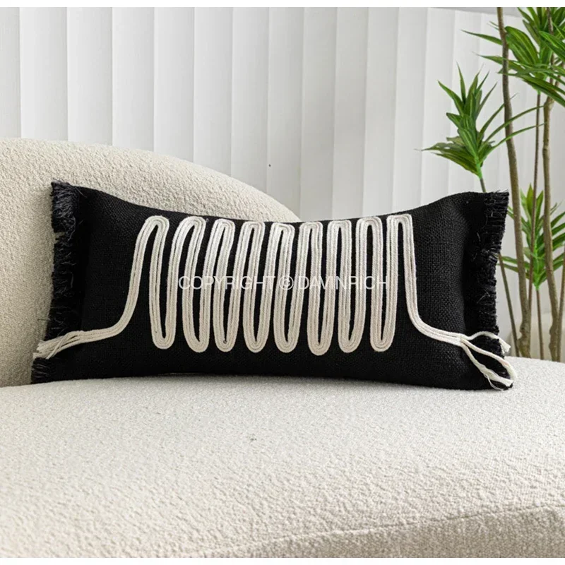 

Чехлы на поясничные подушки в стиле ваби-саби, дизайнерская тканая хлопковая веревка, геометрическая декоративная подушка с кисточками