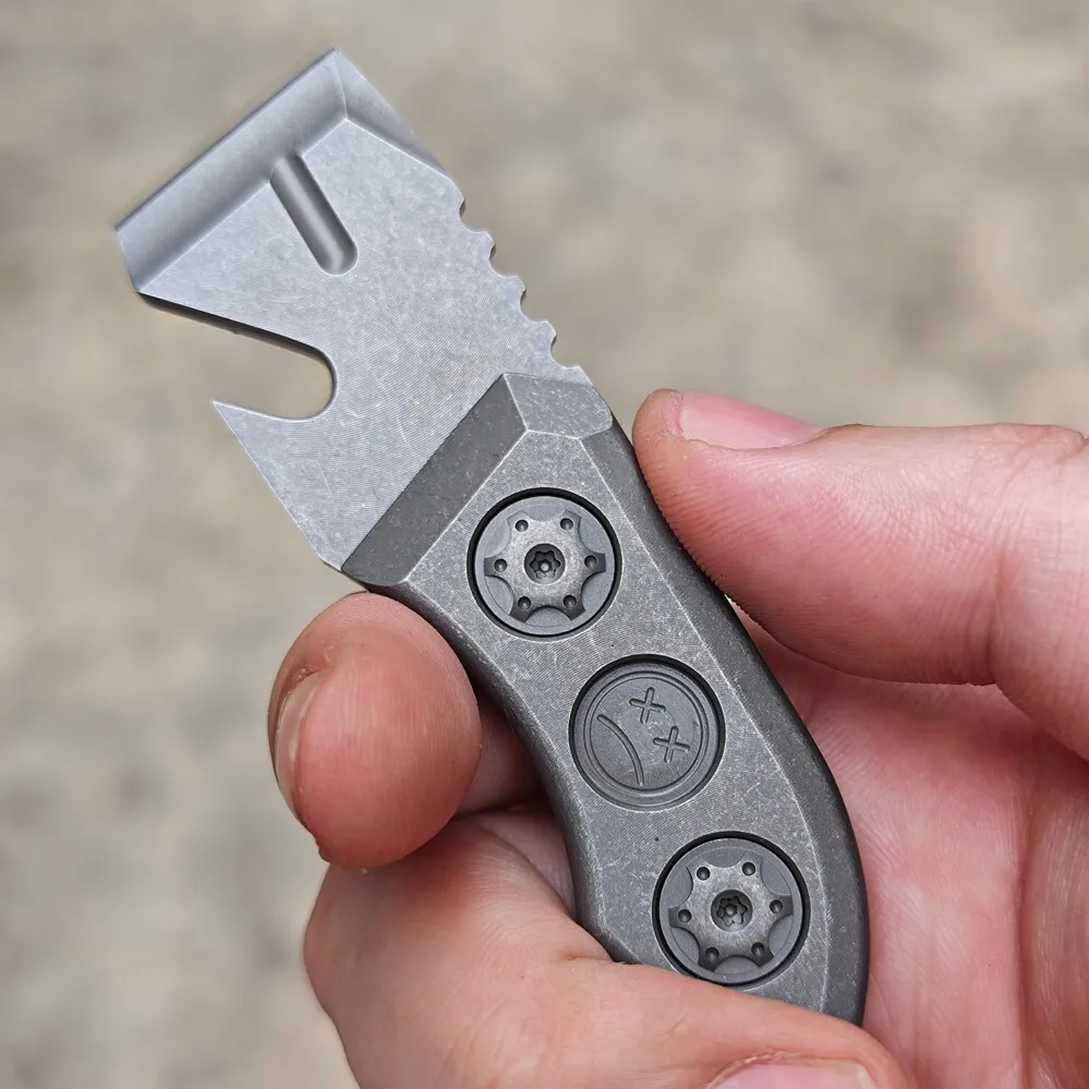 EDC DC53 Titanium Alloy Crowbar with Carbon Fiber Sheath Bottle Opener Outdoor Camping Multifunction Tools