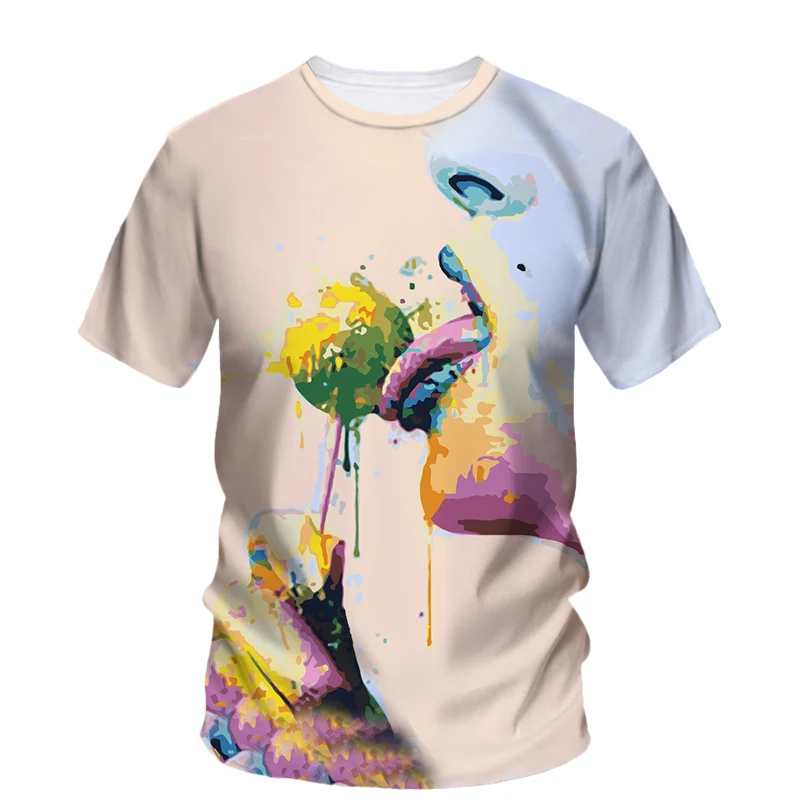 Summer New Creative Fun Harajuku graphic t shirts For Men Fashion Cool Personality Casual Printed Round Neck Oversized Tees Tops