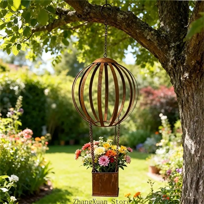 Eisen-Heißluftballon-Hängepflanzer, antiker Mode-Hängeblumenbehälter, 3 x – Detail 10