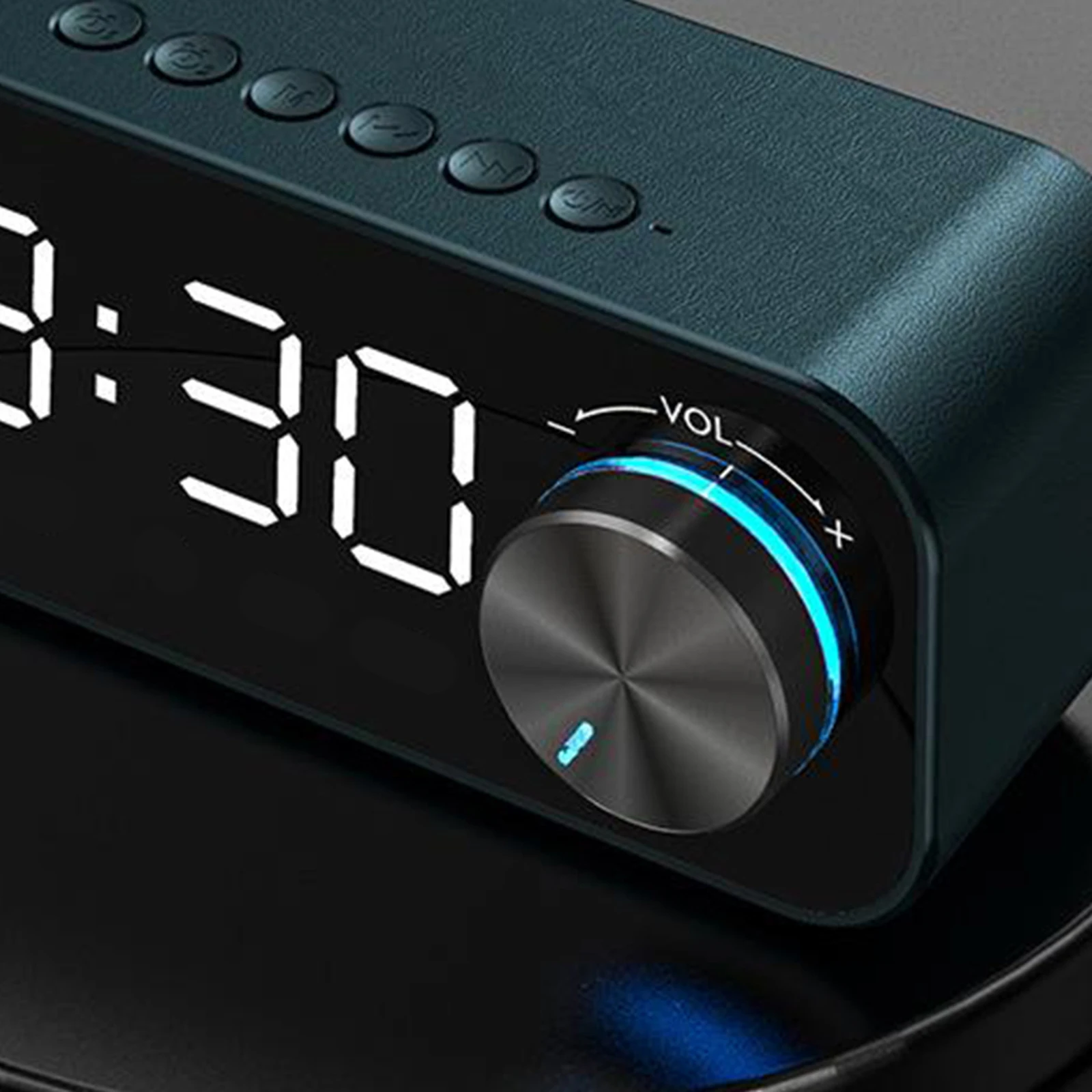 LED Digital Alarm Clock, Rechargeable Mirror Bedside Clock, Subwoofer Music