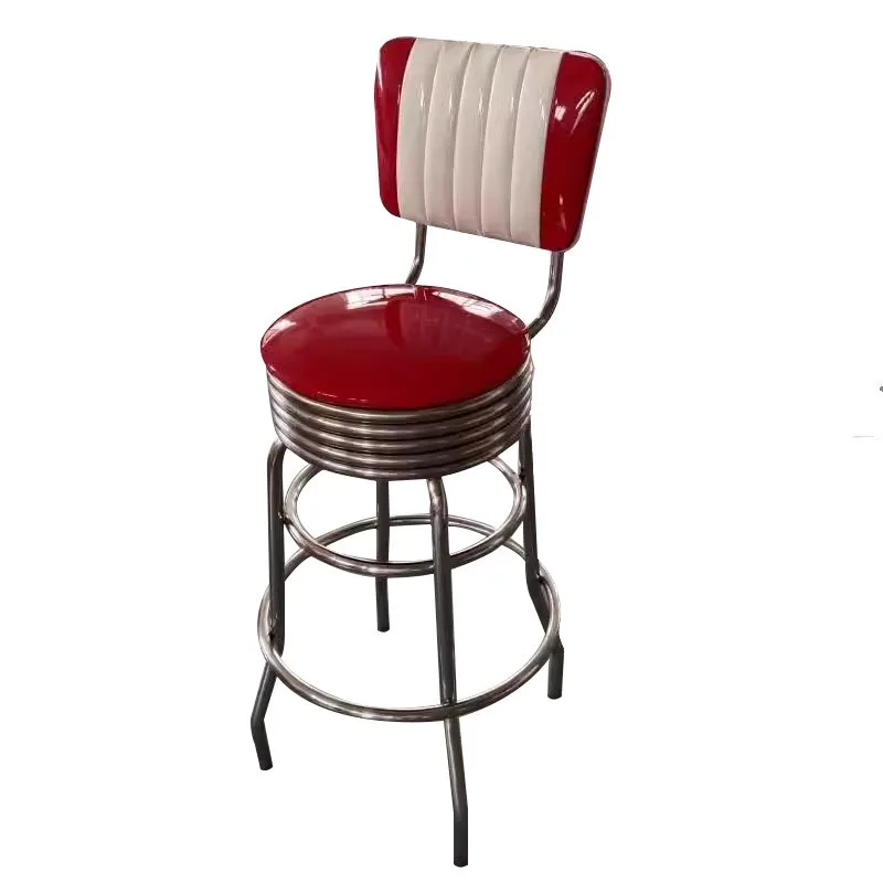 

American retro red bar KTV bar stool front desk round stool