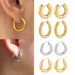 316L Stainless Steel Earring Big Round Hoop Earrings for Women Men U Shape Earring Punk Hiphop Fashion Jewelry Gift Wholesale