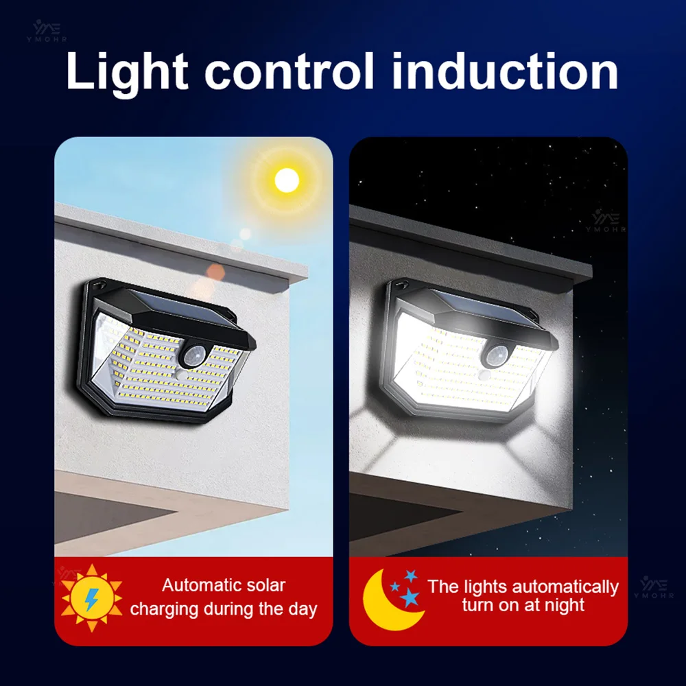230 LED أضواء الشمسية في الهواء الطلق 3-الوجهين تعمل بالطاقة الشمسية محس حركة IP65 مقاوم للماء ضوء الشمس 3 طرق الجدار مصباح للشرفة الخارجية #4