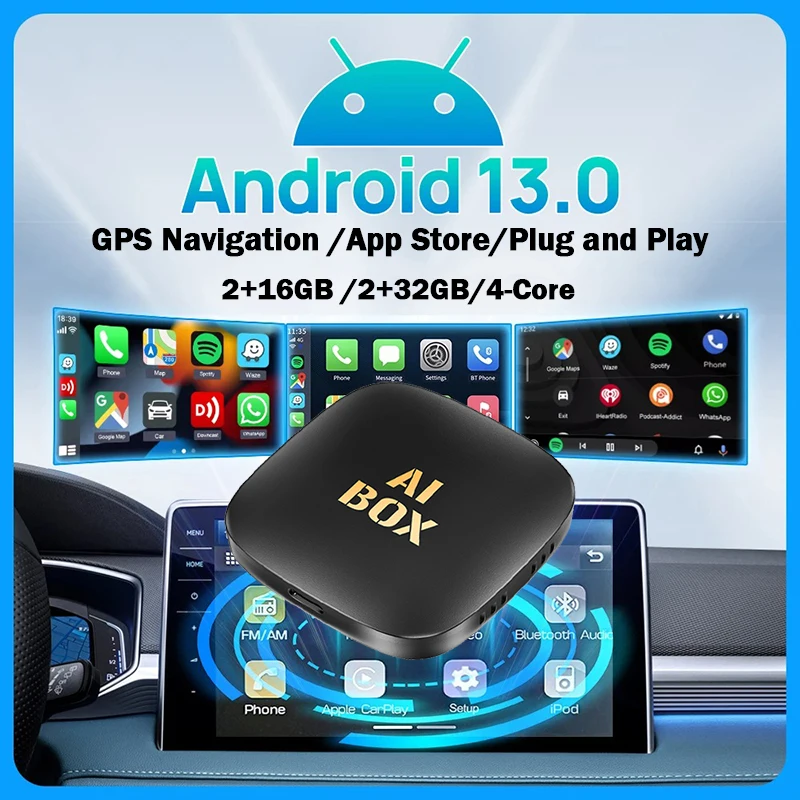 

3IN1 Android 13 CarPlay TV Box Wireless Android Auto Adapter Car Multimedia Support Netflix YouTube For Benz Audi Kia Hyundai VW