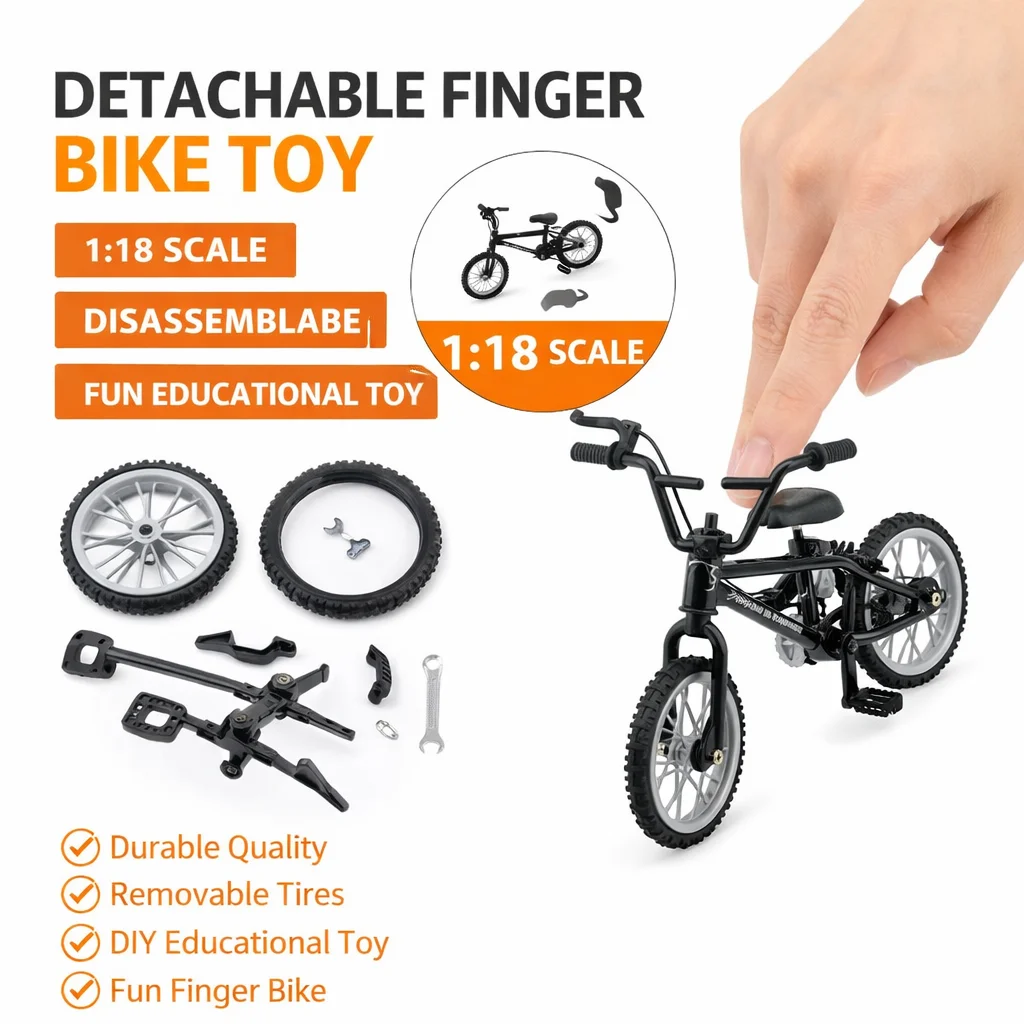 نموذج دراجة جبلية مصغرة بمقياس 1/18 من المعدن المصبوب، لعبة شخصية مصغرة، ديكور مكتبي برتقالي، تحف فنية