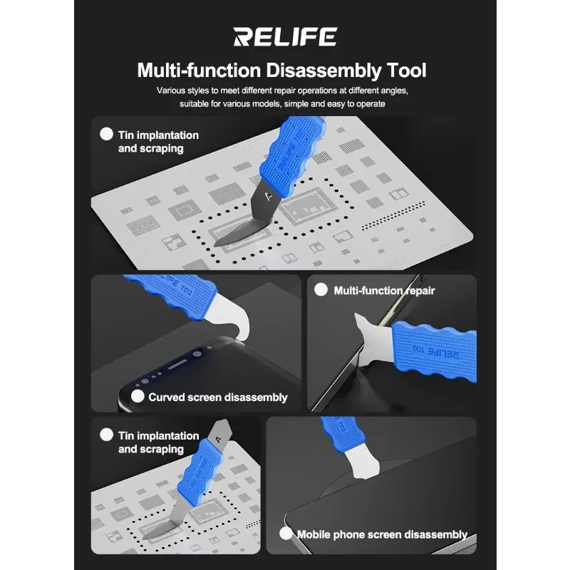 

RELIFE TD2 Многофункциональная разборка, нескользящая ручка для ремонта рамки экрана мобильного телефона, инструменты для разборки и ремонта