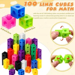 100pcs Connected Cube Toys For Mathematical Counting Plastic Counting Blocks Colored Mathematical Cubes Home School Preschool