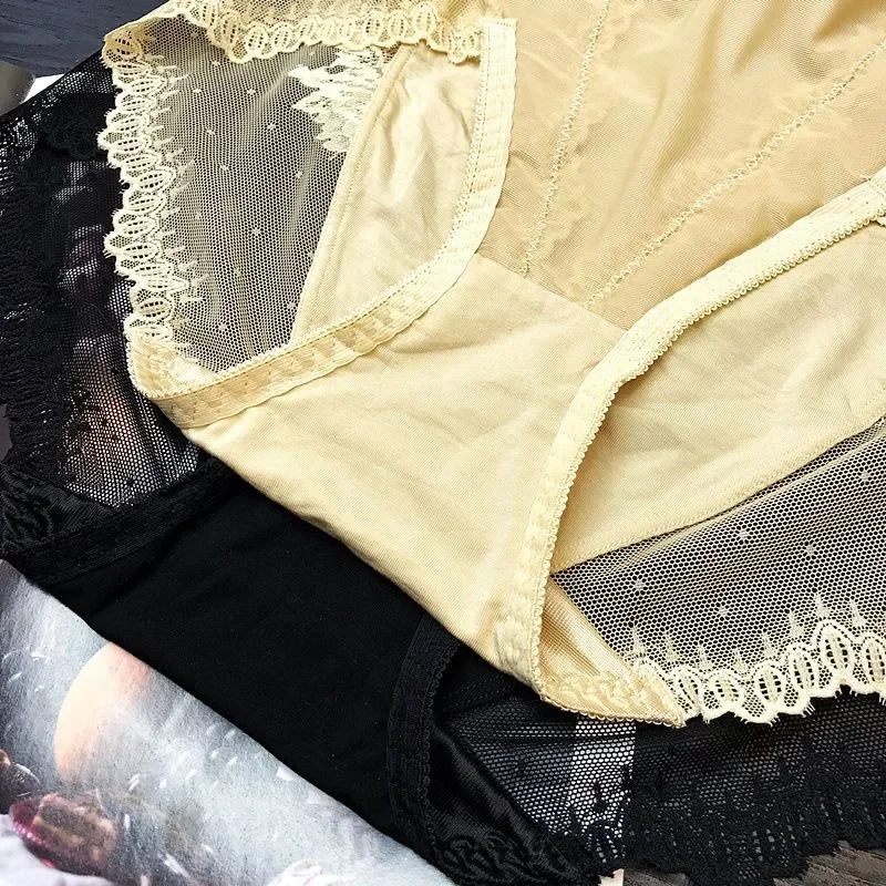 New Mid Rise Triangle Panties High End Satin Modal Underwear Women Oversized Buttocks Light Luxury Sexy Lace Cotton Crotch Brief