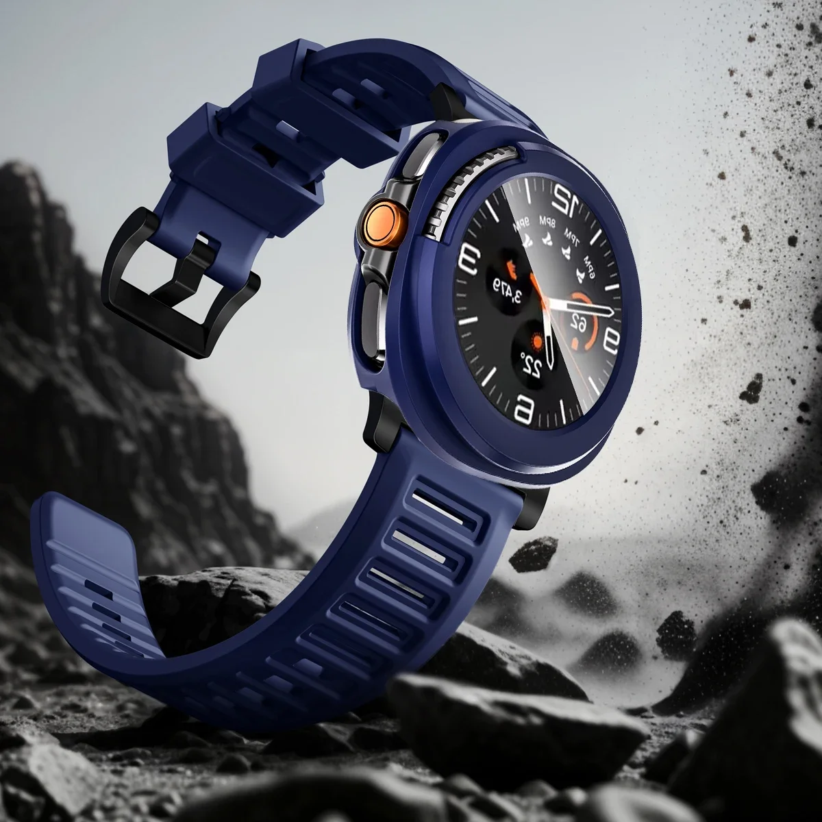 حافظة ساعة 2 في 1 + واقي شاشة لساعة سامسونج جالاكسي 8 غطاء كلاسيكي للكمبيوتر الشخصي واقي شاشة من الزجاج المقسى