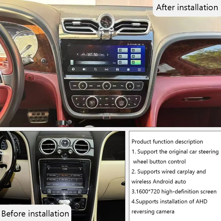 For Bentley Flying Spur Continental 2005-2019 Android 13.0 Car Radio Carplay Autoradio Multimedia intelligent Systems Auto 4G