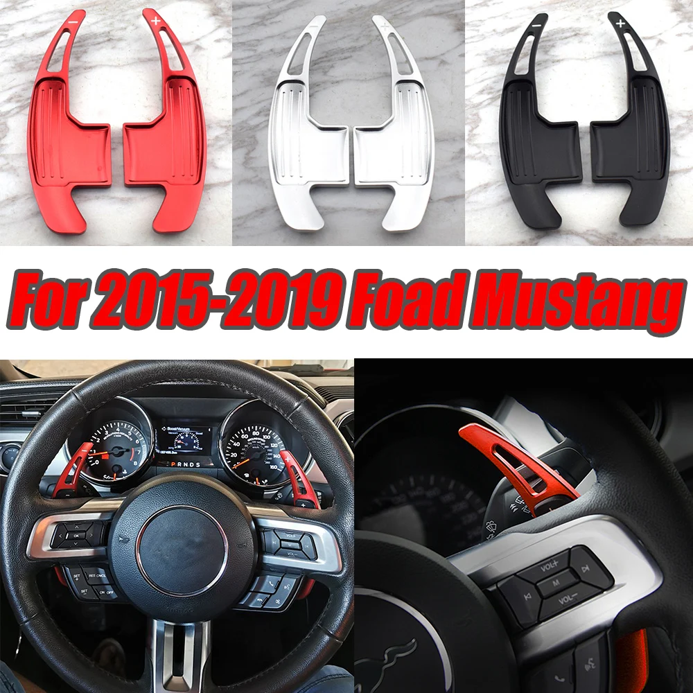2Pcs Car Shift Paddles For Ford Mustang 2015 2016 2017 2018 2019 Steering Wheel Gear Shifters Paddle Aluminum Alloy Accessories